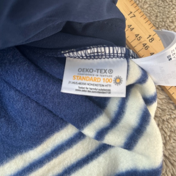 Land’s End Heritage Fleece Snap Neck Pullover Sz S Navy/Ivory Striped. NWT - Picture 13 of 13